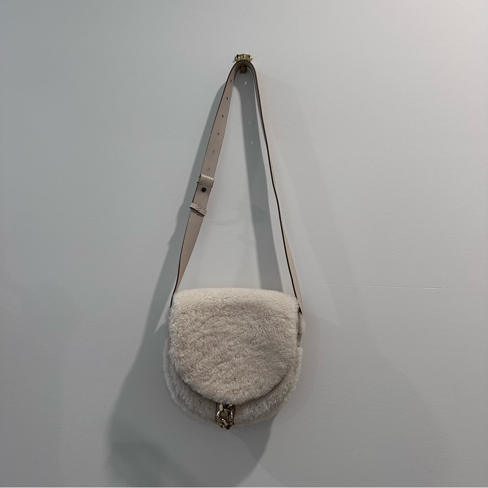 See By Chloe Logo Charm Shearling Crossbody Bag